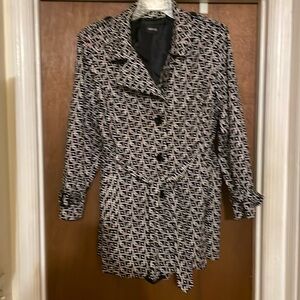 Style & Co black and white geometric pattern pea coat​